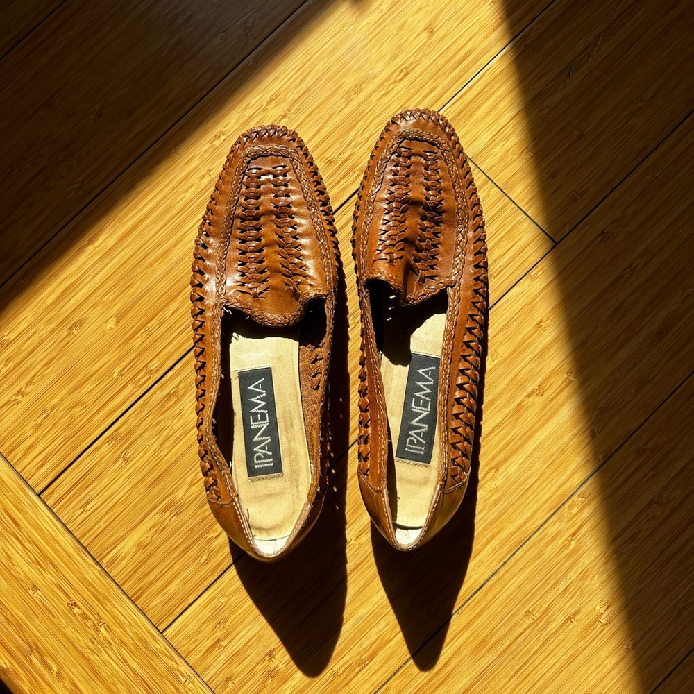 Vintage Brazilian Ipanema Women's Leather Woven Loafers 6